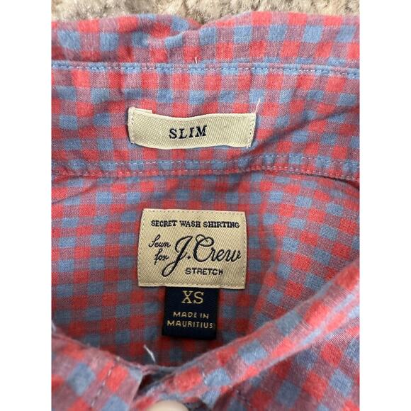 J Crew Mens Size XS Slimt Stretch Checkered Button Shirt Long Sleeve Casual - Picture 6 of 7